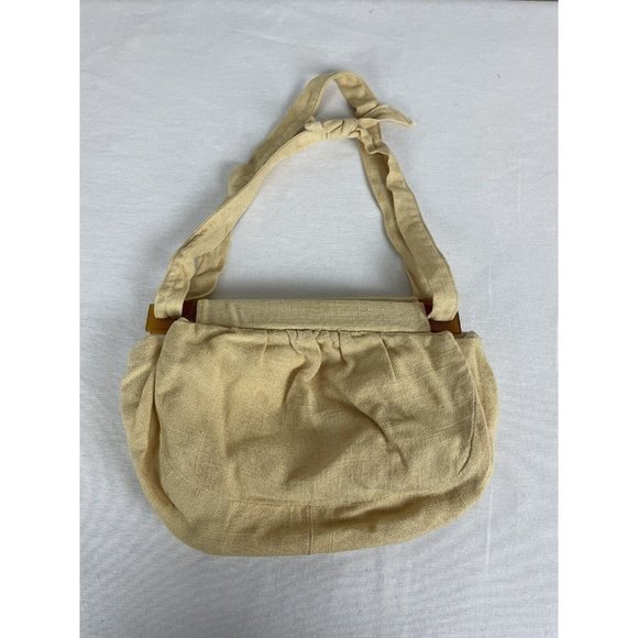 Unbranded Handbags - Vintage Linen Purse Small Convertible Shoulder Bag Lucite Tortoise Shell Frame
